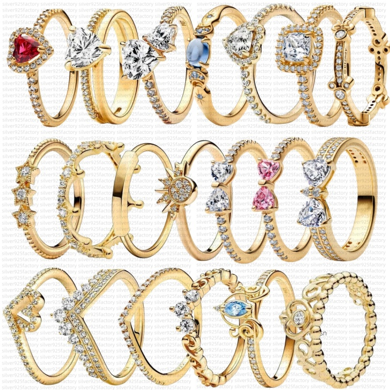 Ring Designer gold Rings for women crown Ring with box Sparkling Elevated Heart Ring Diamond Rings Wedding Rings luxury jewelry 925 Silver Ring lover gifts wholesale