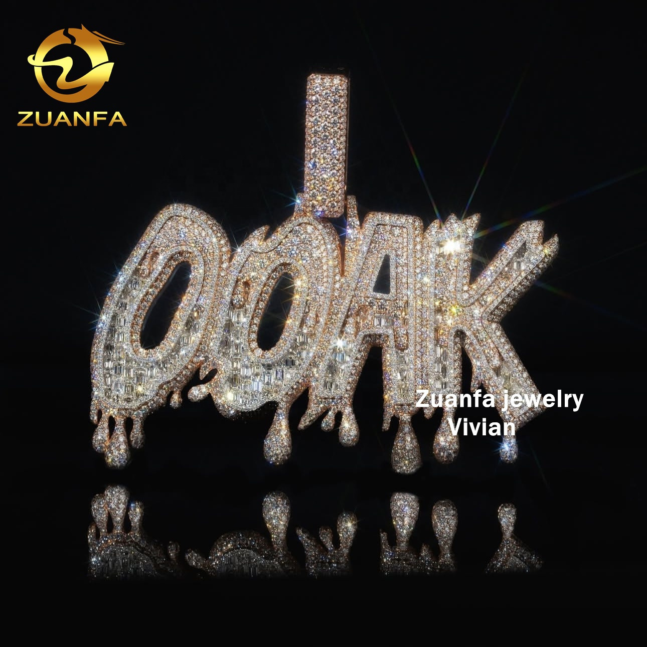 Fine Jewelry Custom Iced Out Sterling Silver 925 VVS Moissanite Diamond Hip Hop Chain Letter Pendant