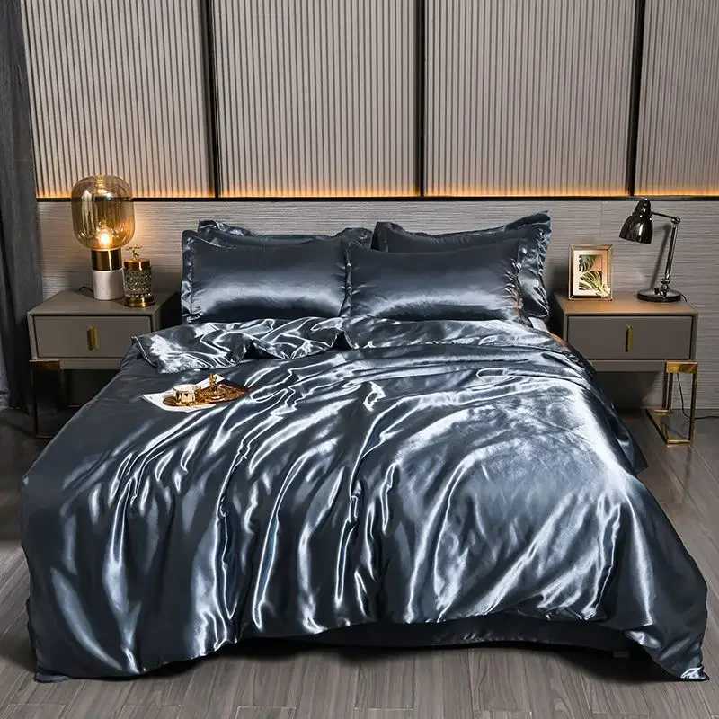 Luxury 100 Silk Bedding Set with Duvet Cover Set Double King Queen Size Bedding Cover Kit 4pcs Bed Cover Bed Linen Sets C250912