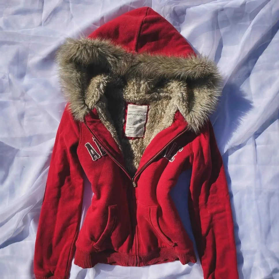 2025 New retro fashion hooded zipper sweater, women's fleece collar, long-sleeved y2k high street hoodie, ins W250117