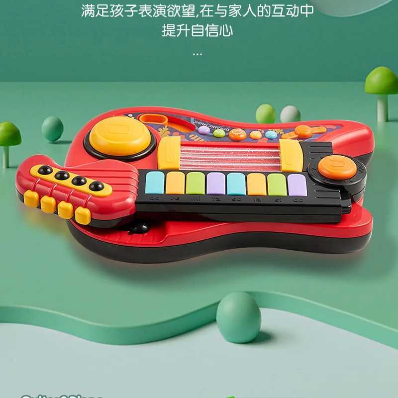 Kids Guitar Toy 2 In 1 Folding Musical Instrument Electronic Piano BrainTraining Educational Toys Birthday Gift for Girl Boy C250912