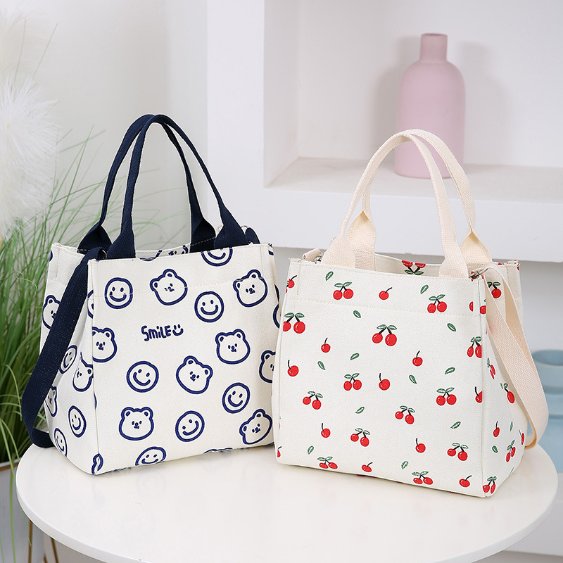 New Canvas Single Shoulder Designer Bag Handbag Fashion Lunch Luxury Bag Box Free Shipping Mommy Bag Simple Compact D Handheld Bag Commuter Bento Bag