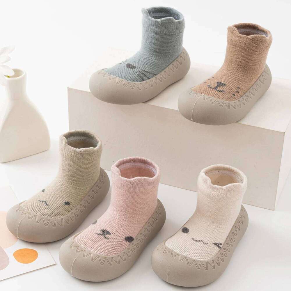 Spring Autumn Toddler Baby Socks 6M-3Y Kids' Anti-Slip Cartoon Floor Shoes Rubber Sole Pre Walkers Lightweight Sneakers