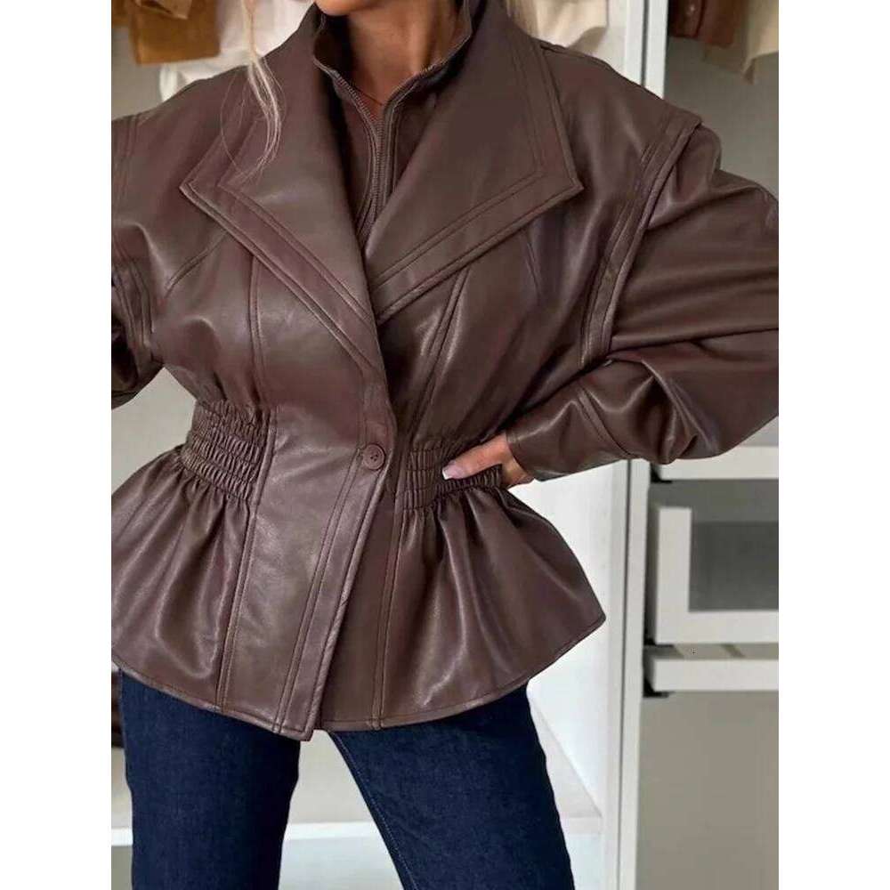 Spicy Girl Locomotive High Street Commute Jackets Fashion Solid Color Lapel Long Sleeve Short Coat Autumn Winter Casual Outwear