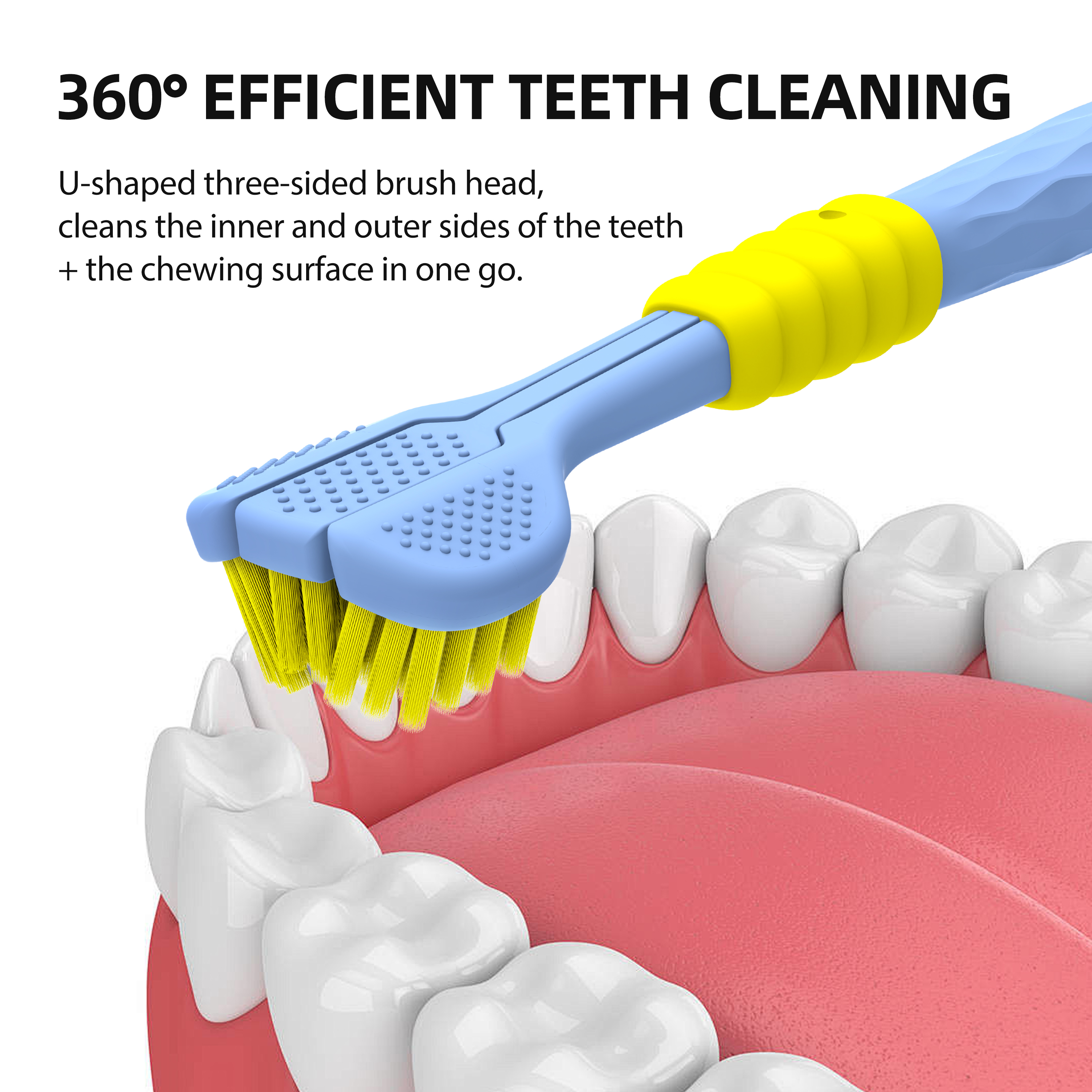 CEELIKE U-Shaped Toothbrush 3-Sided Oral Cleaner for Adults and Kids