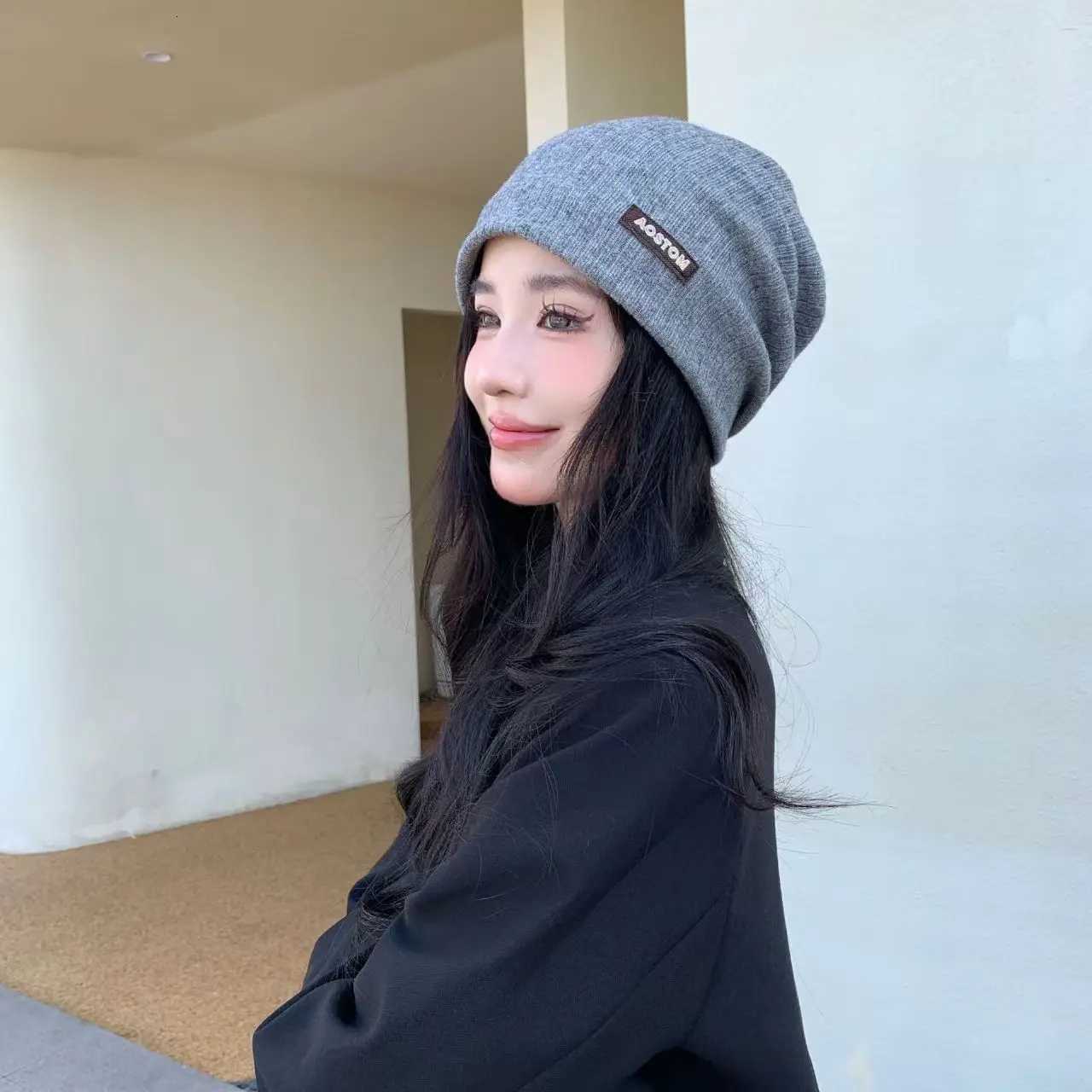 Wen Knitted Baggy Beanie Solid Color Autumn Winter Warm Hat Casual Ladies Girl Ear Protection Slouchy G250910