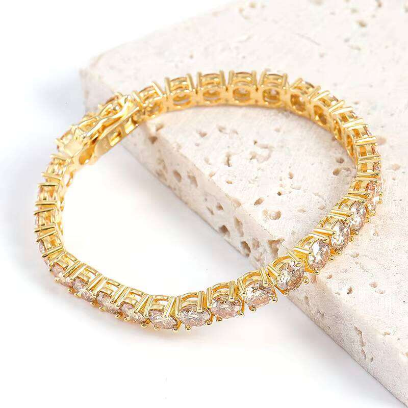 Trendy Moissnaite Jewelry Sterling Sier Dia champagne Moissanite Tennis Bracelet for Men Women