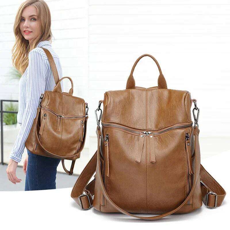 Genuine Leather Women's Backpack High Quality Fashion Cowhide Backpacks Women Casual Large Capacity Brand Shoulder Bags