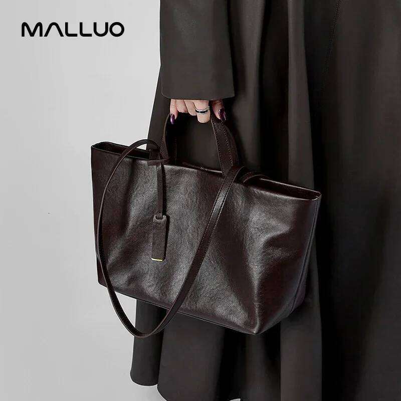 Women Cow Leather Retro Shoulder Bags Lady Casual Real Natural Cowhide Bag Female High Capacity Design Commuting Handbag