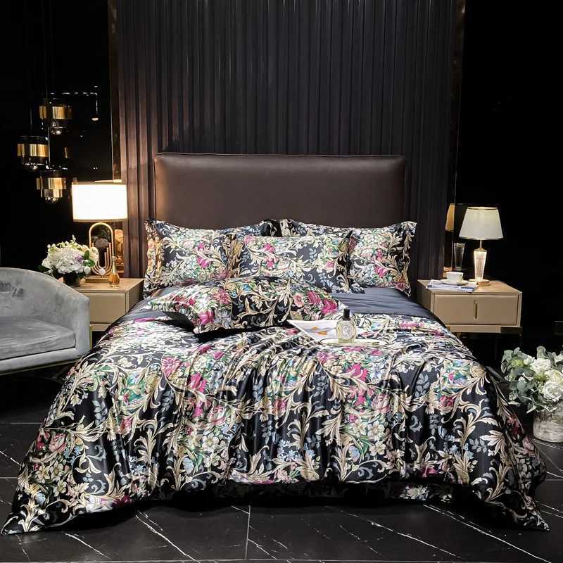 Floral Pattern Mulberry Silk Bedding Set Luxury HighEnd Duvet Cover Bed Sheet Pillowcase Smooth Comforter Quilt Cover Bedsheet C250912