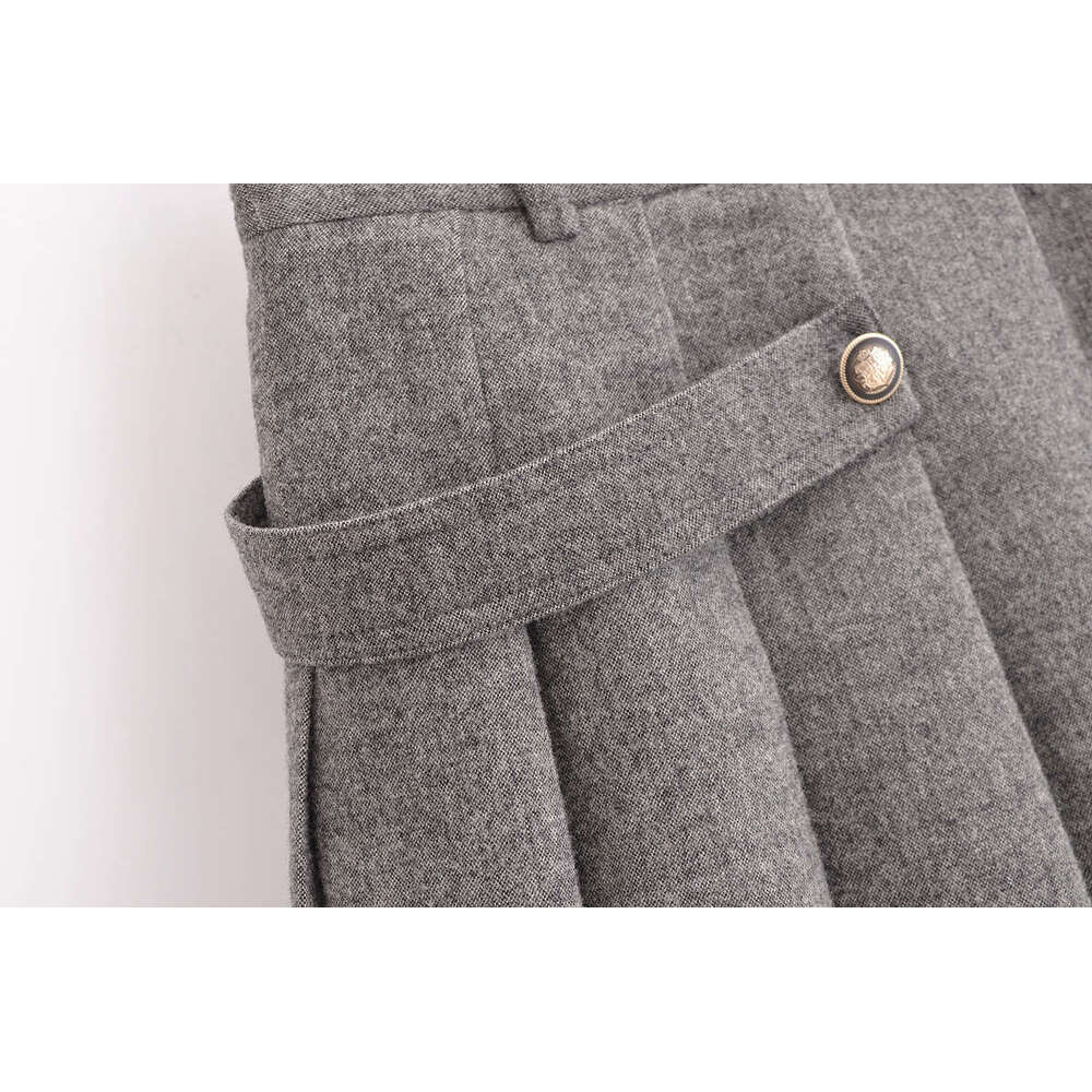 DHEssentials 2025 Summer New French Style Small Fragrance Side Zipper Decor Anti-Exposure A-Line Pleated Skirt