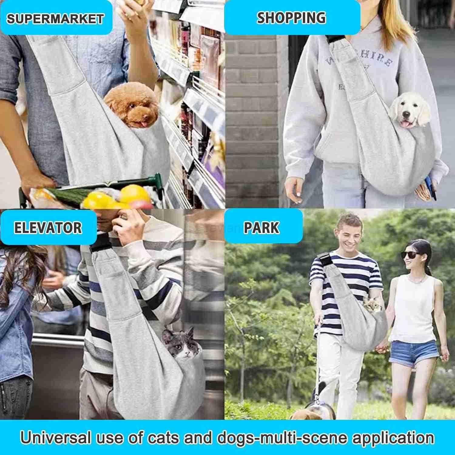 Dog Sling Carrier for Small Dogs Cat Puppy Pets Up to 165lbs Comfy Hard Bottom Support Adjustable Padded Shoulder Strap HandsFree Dog Carrier Sling Ba