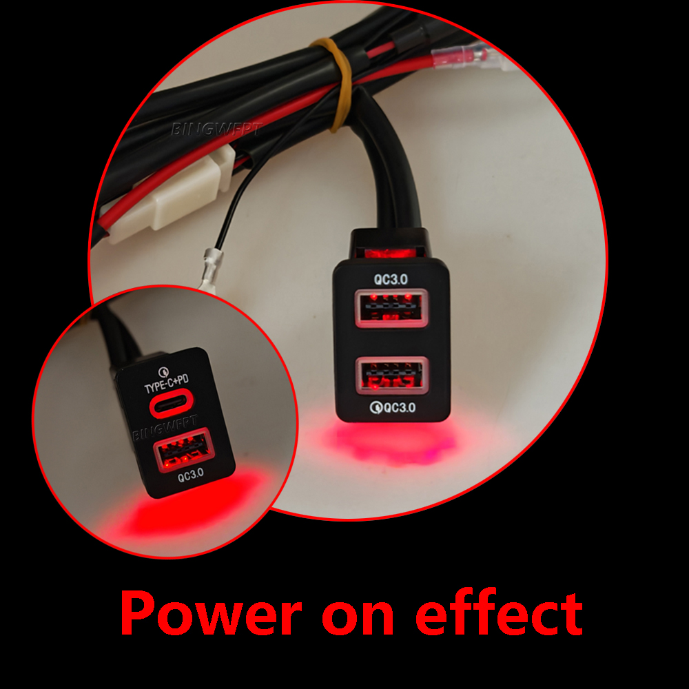 For Toyota New Style Quick Charger QC3.0&PD And 2QC3.0 Interface Socket Charging Socket Power Adapter