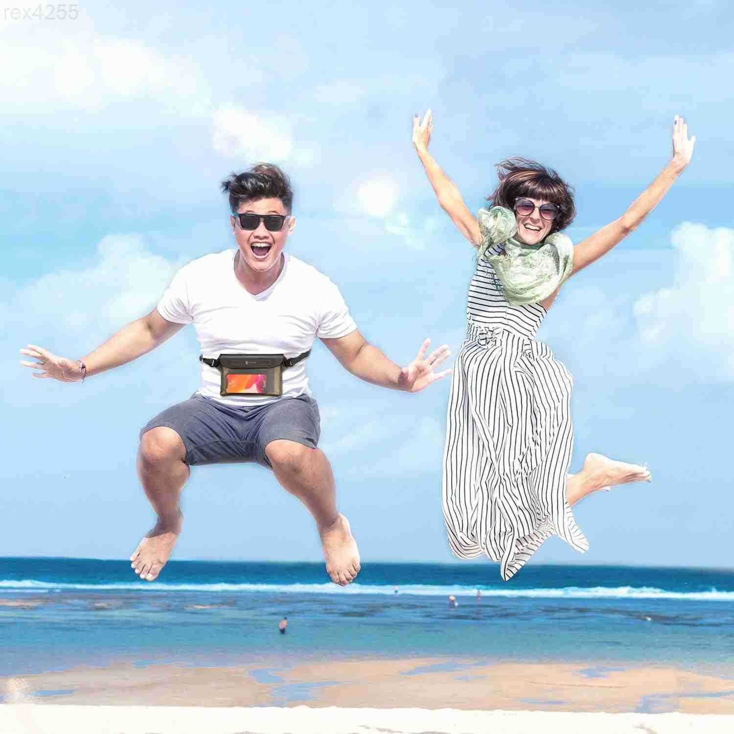 Waterproof Pouch Bag with Adjustable Waist Strap 2 Pack IP68 Waterproof Waist Bag Screen Touchable Dry Bag with Adjustable Belt for Beach Swimming Boa