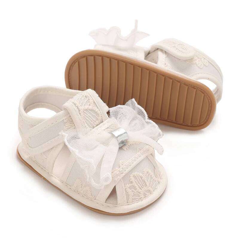 Summer girl sandals 0-1 year old baby walking sweet princess shoes breathable toe wrap non slip soft sole