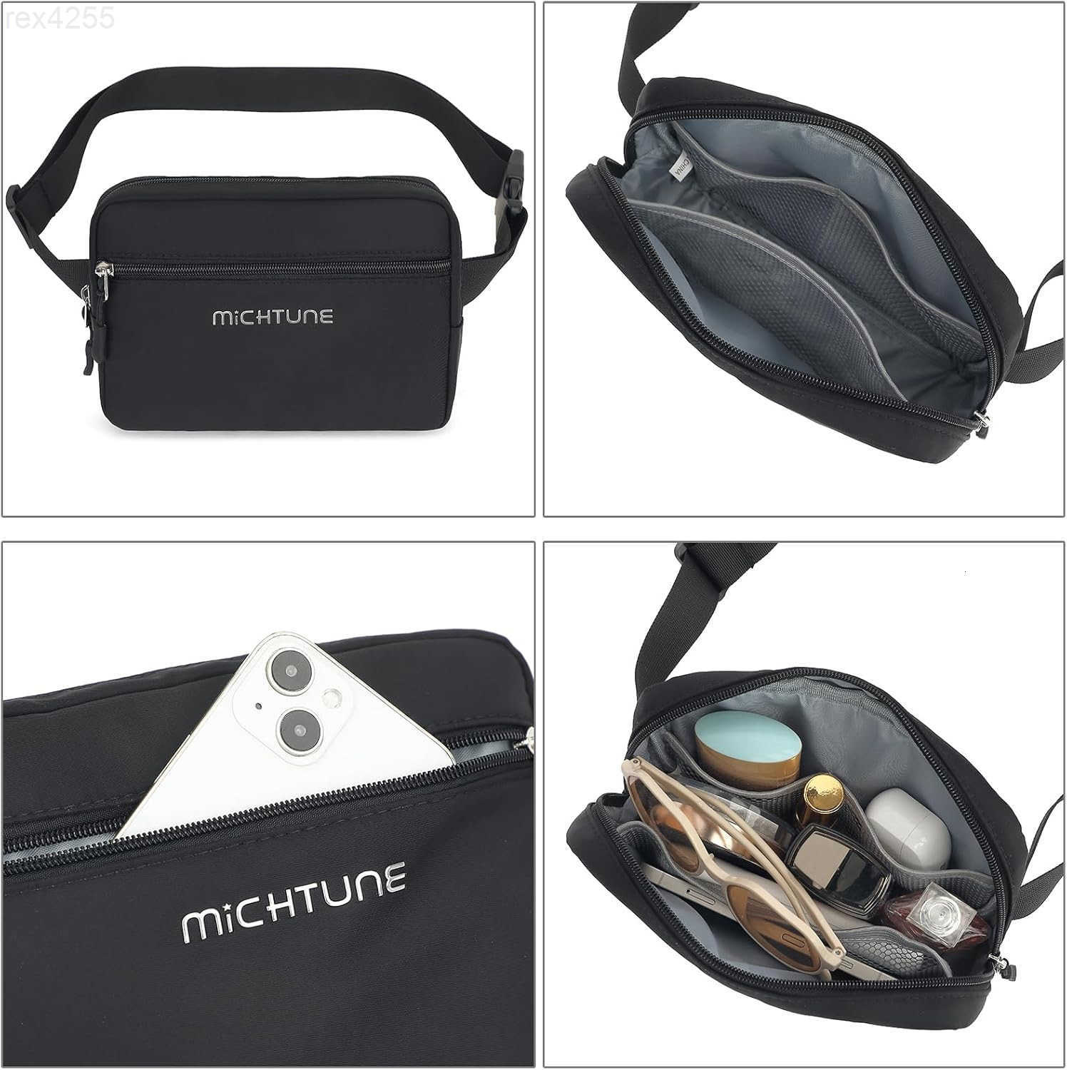 Bag Nylon Cross Body Fanny Pack for Women MenWaterproof Fashion Waist PacksCrossbody Bags with Adjustable Strap BlackW250912