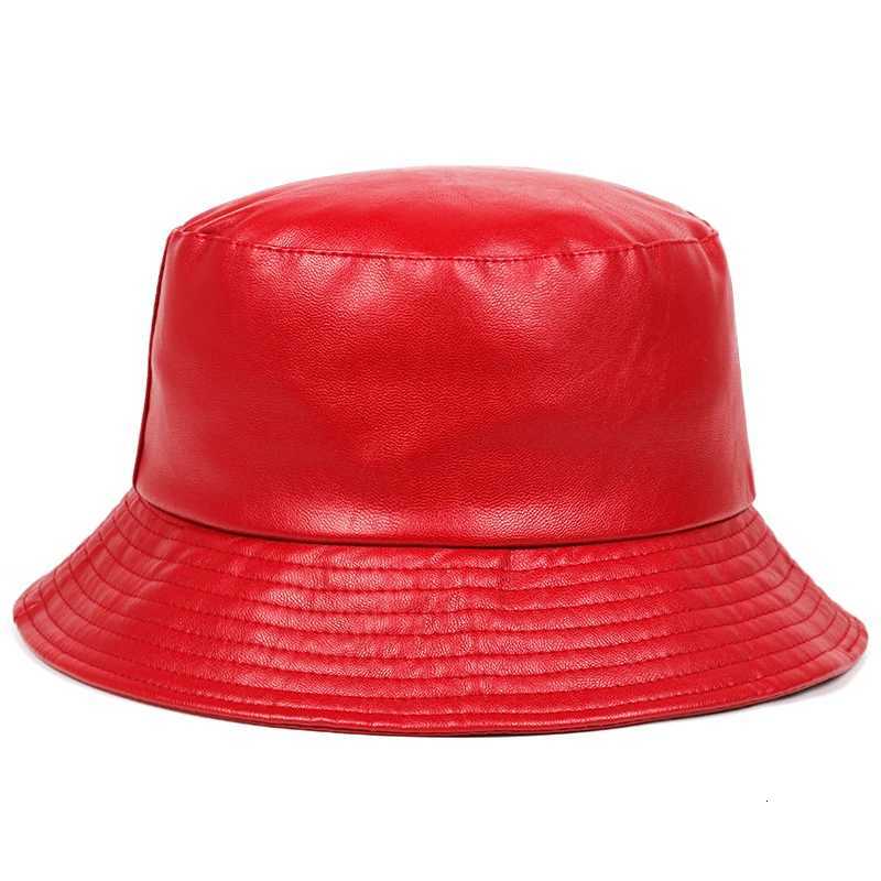 2020 new bucket hat faux ather bucket hats PU cotton solid top mens and wens fashion bucket Panama fisherman s G250910