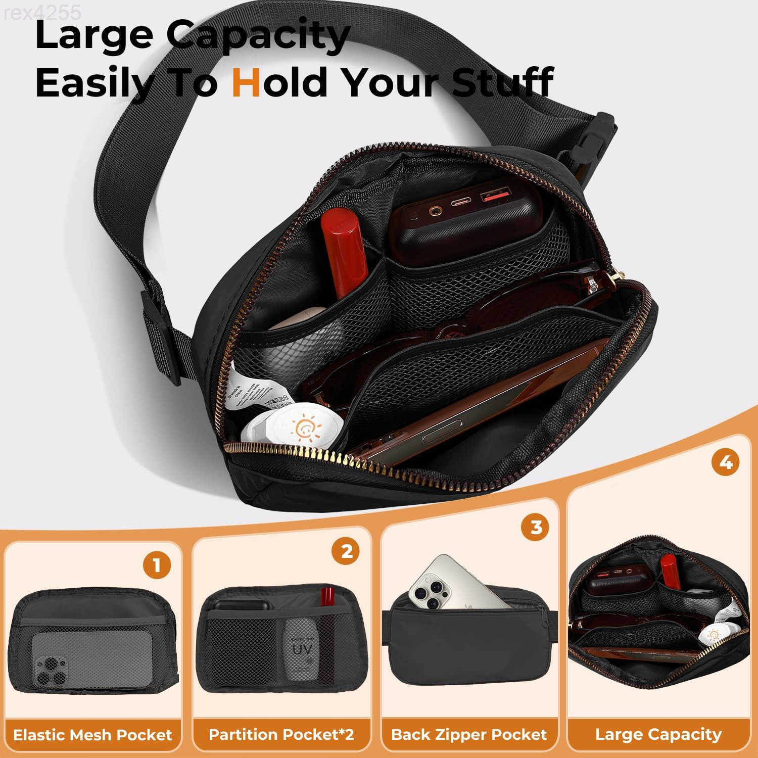 Belt Bag Zipper Fanny Pack Crossbody Bags for WomenFashion Nylon Waist Packs Water Repellent Two Way wear with Adjustable Strap Gifts for Teenage Girl