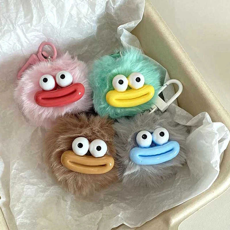 Sausage Mouth Hair Ball Key Chain Funny Plush Doll Pendant Key Ring Charms Backpack Car Decor Bag Accessories M250912