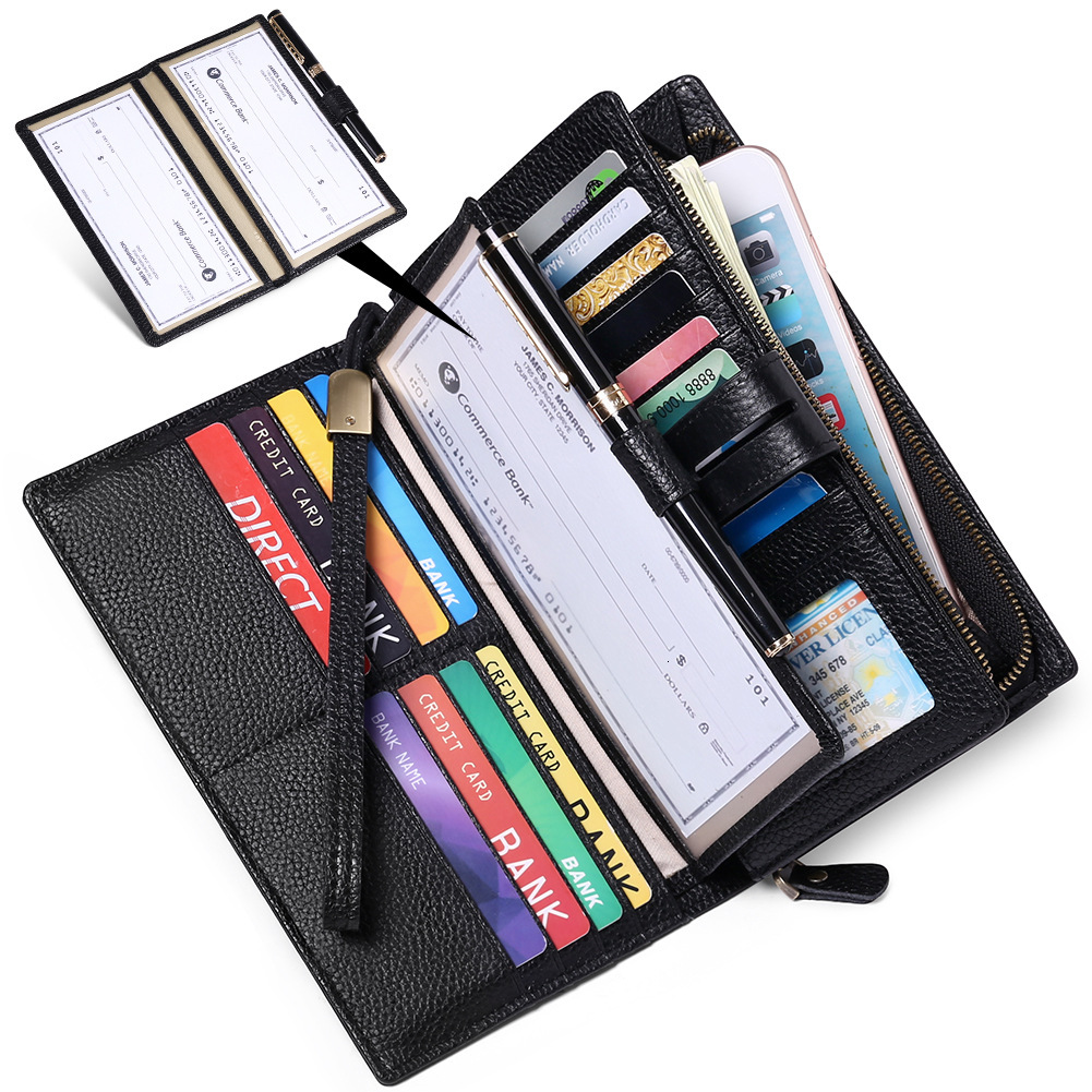 Women's Wrist Long Zipper Multi-Card Slot Genuine Leather Large Capacity Clutch Fashion Cowhide Wallet Coin Purse ddmymoon