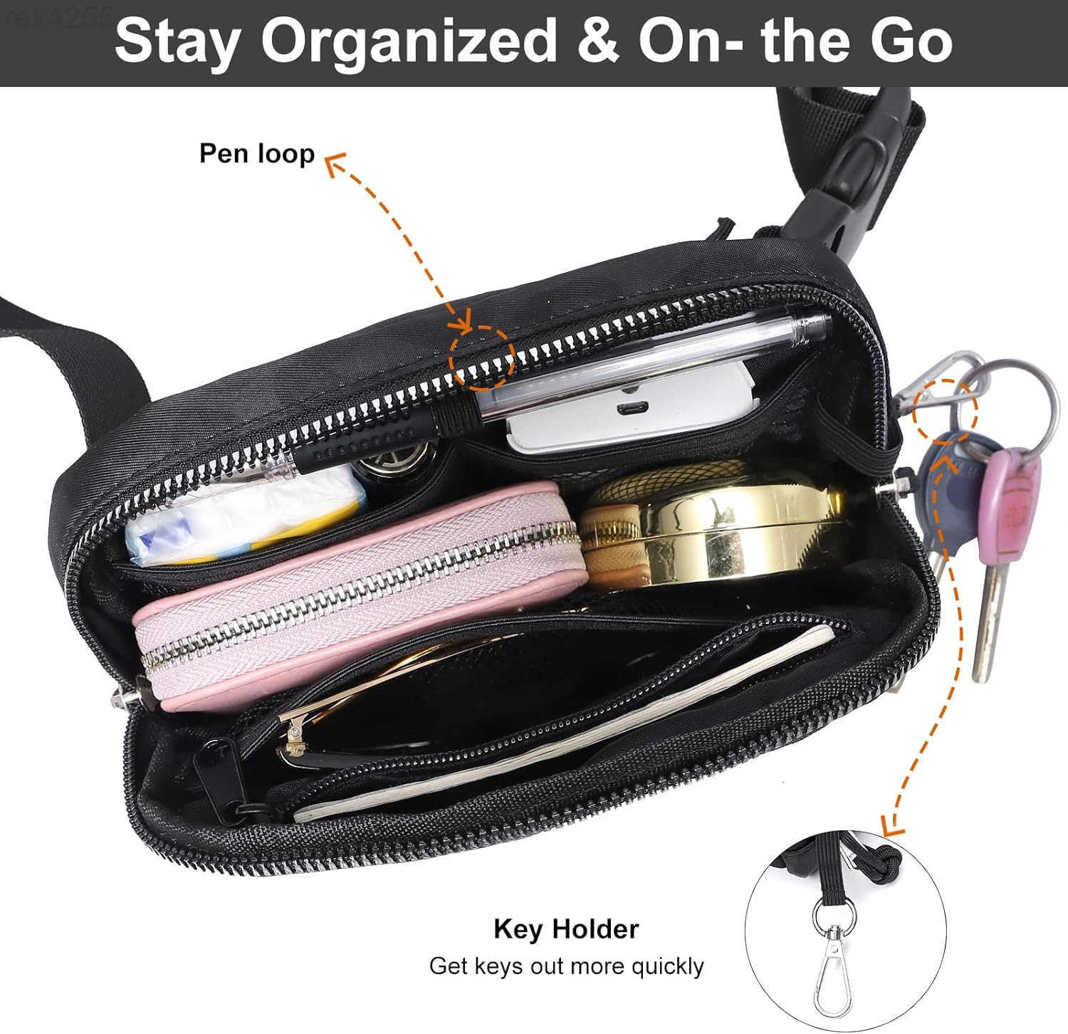 Mini Belt Bag for Women RFID Small Fanny Pack Womens Fashion Waist Packs with Extender Strap Crossbody Bum BagsW250912