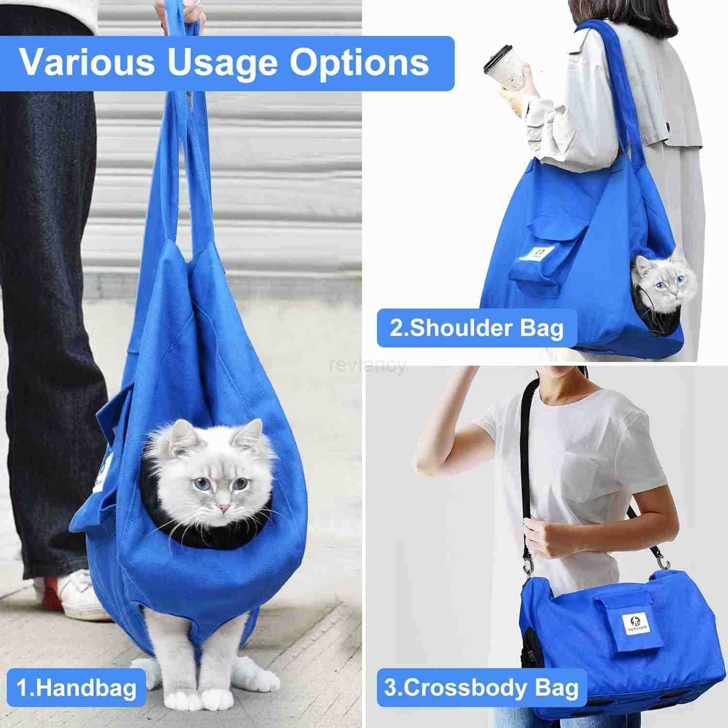 Cat Pouch Carrier Backpack Blue Size M Soft HandFree Dog Travel Sling With Adjustable Harness and Storage Pocket Suitable for 511 lbs PetsW250912