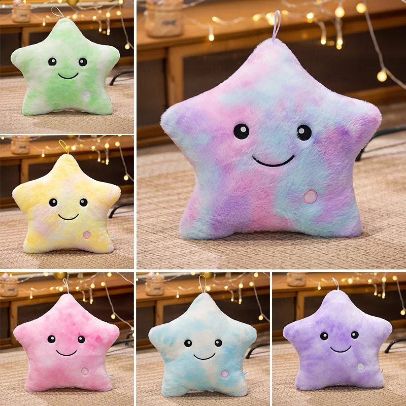 LED Light Star Plush Toy Soft Stuffed Star Pillow Doll Glowing Plush Baby Kid Toys Birthday Gift Home Deco 250912