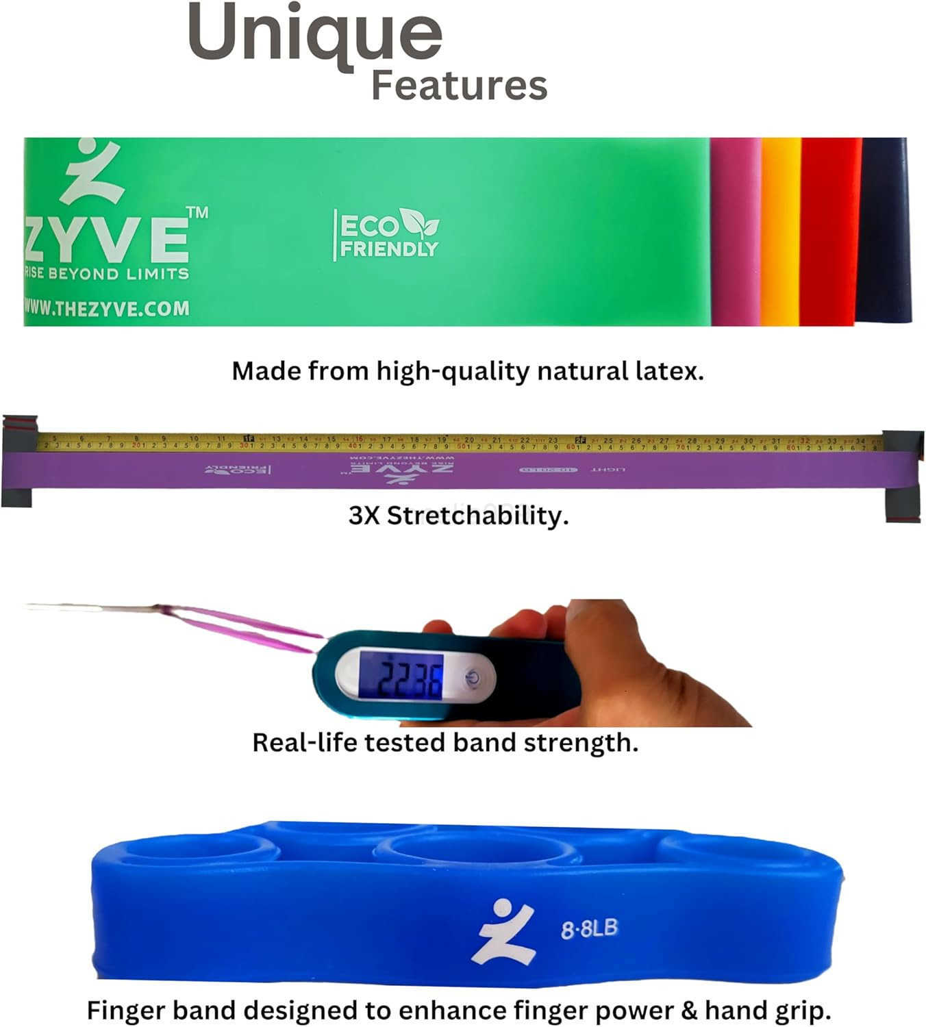 Resistance Bands for Women and Men Heavy Duty Natural Rubber Exercise Bands for Workout at Home and Gym Strength Training Physical Therapy Sets of 5 B