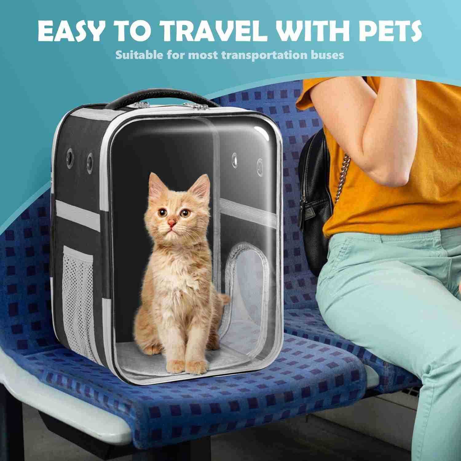 Clear Cat Backpack Carrier Dog and Cats Backpack Bubble Space Capsule Cat Bag Carrier Breathable and Suitable Panorama Pet Backpacks for BikingTraveli