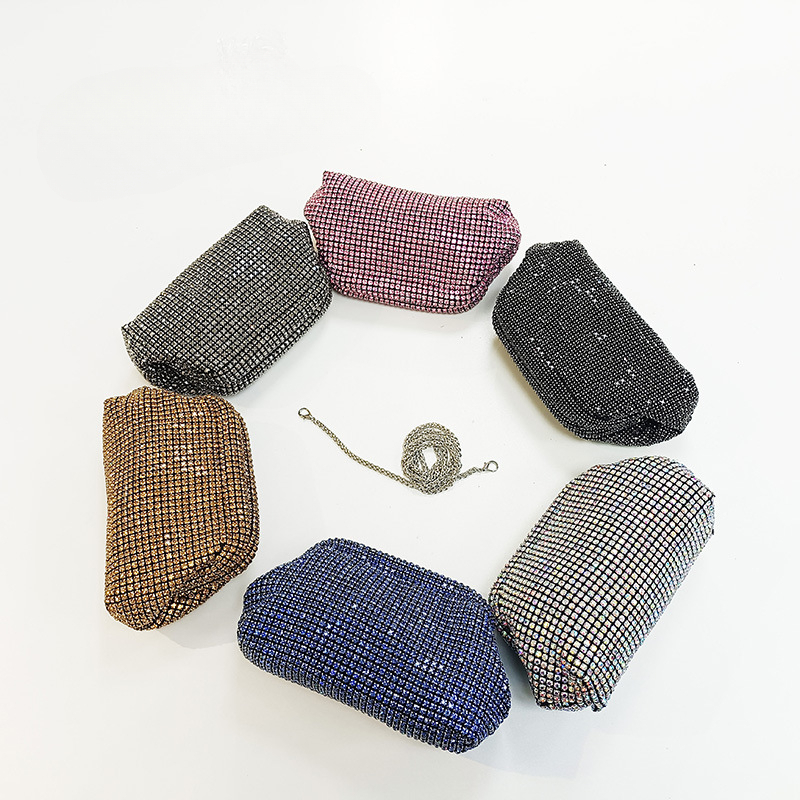 TB BHULAMTE Luxury Designer Bag 2025 French Light Luxury Diamond Inlaid Shell Bag Water Diamond Evening Dress Bag Women's Handheld Diamond Inlaid