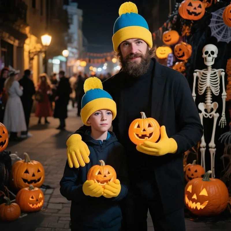Halloween Cosplay Funny Beanie Hat and Gloves Character Park Knit Hat Winter Christmas Costume Accories G250910
