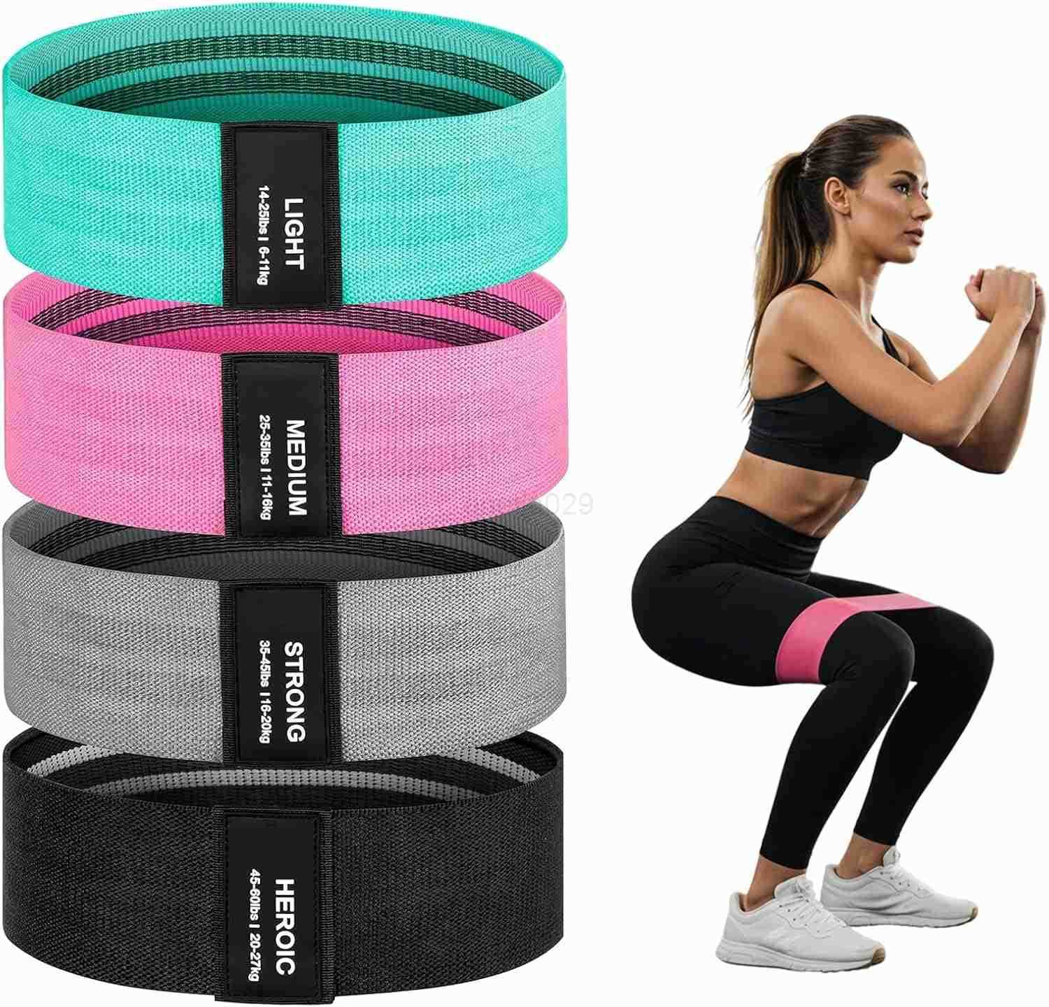 4Piece Resistance Band Set Fabric Exercise Bands for Strength Training Yoga Pilates NonSlip Durable and TravelFriendly Gym Equipment W250912