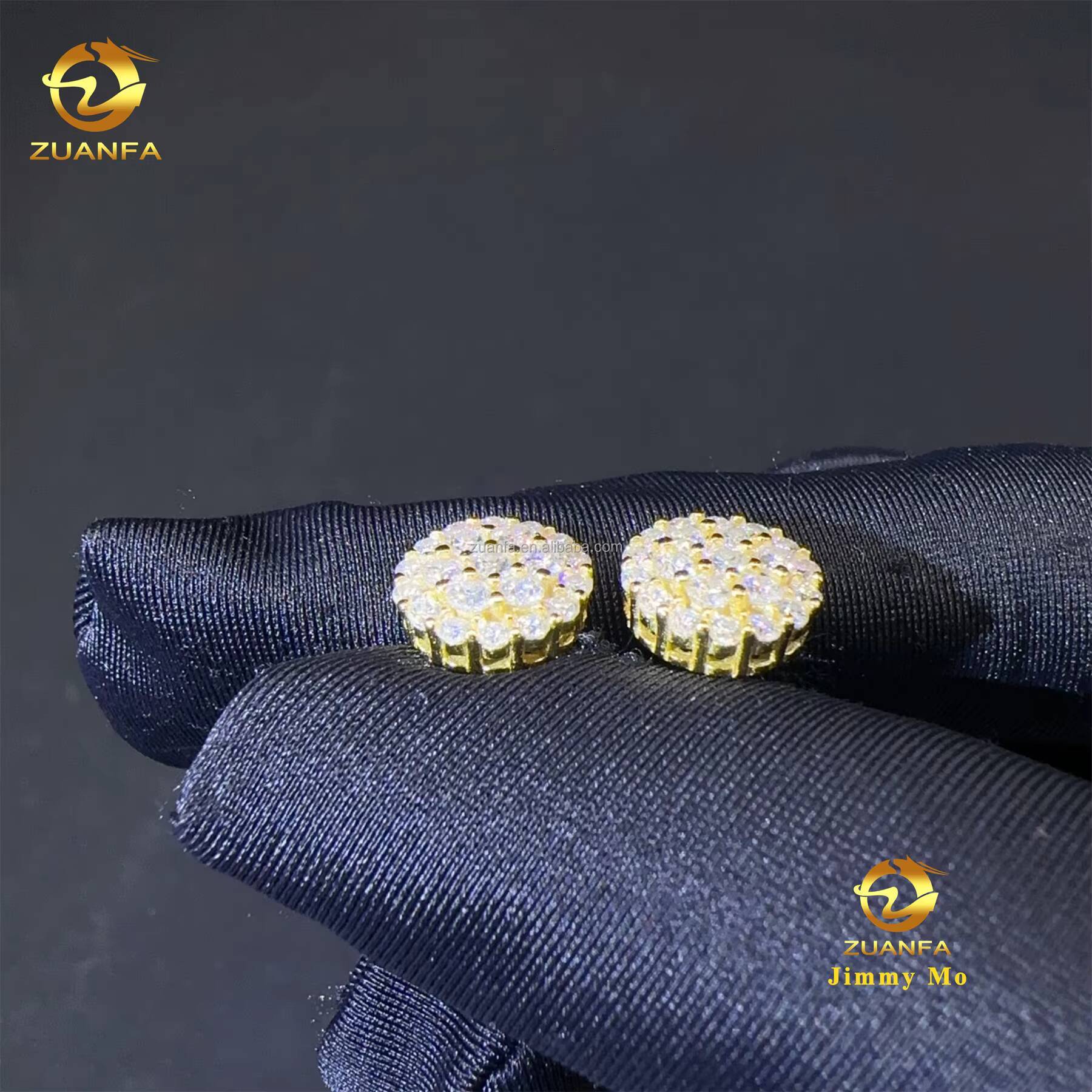New Arrivals Bulk Stock Best Selling Drop Shipping Men Iced Out Hip Hop Sterling Silver 925 Moissanite Flower Stud Earrings