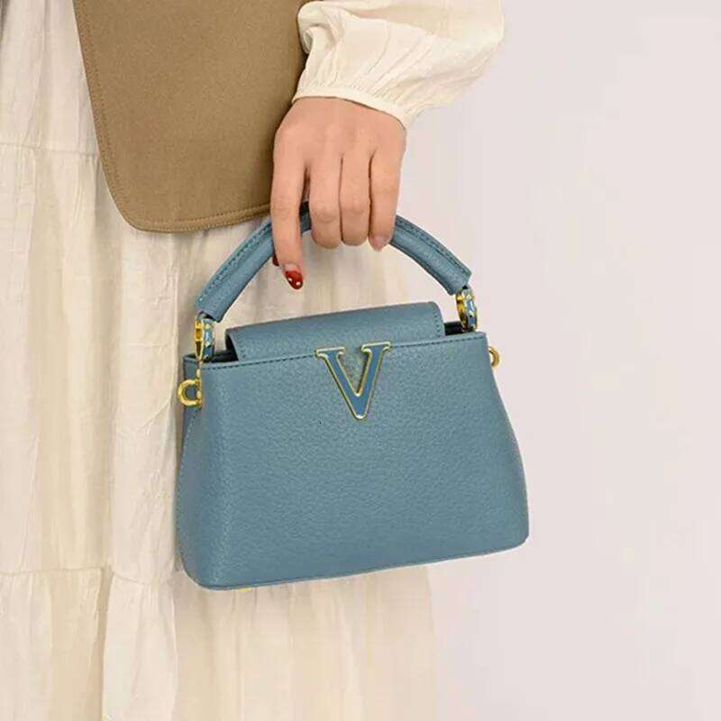 Fashion Leather Women Handbags 2025 Summer New Small Shoulder Crossbody Bag Portable V Letter Shell Messenger Bags