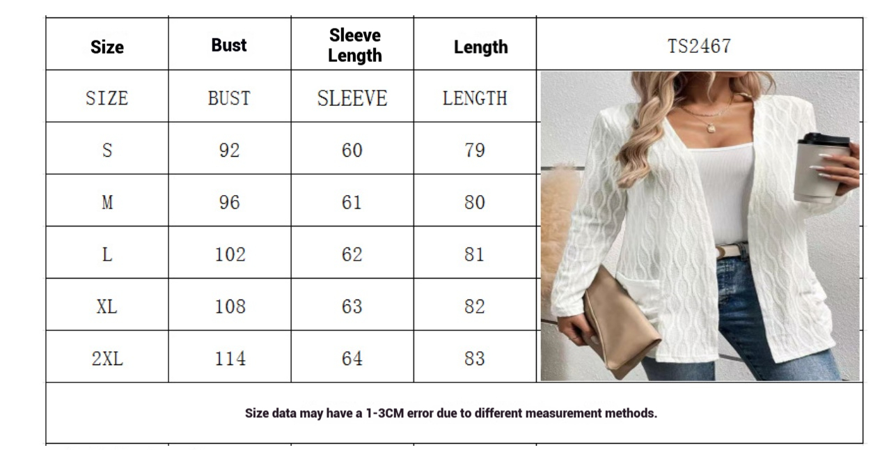Openwork Solid-Color Homewear Casual Knit Long-Sleeve Cardigan for Commuting