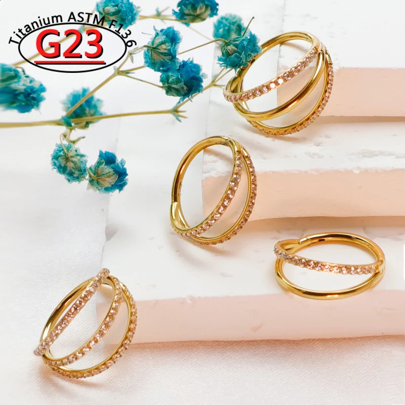 G23 Piercing Nose Ring Clicker Ear Cartilage Tragus Helix Daith Round Earrings Hoops CZ 16G Hinged Segment Body Jewelry 250911