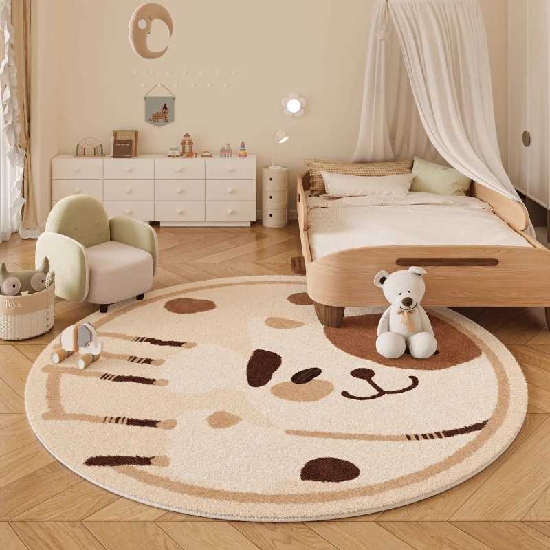 Cartoon Style Bedroom Decor Carpet Thickend Plush Children Floor Mat Fluffy Soft Round Rug Cute Patterns Carpets for Living Room C250912