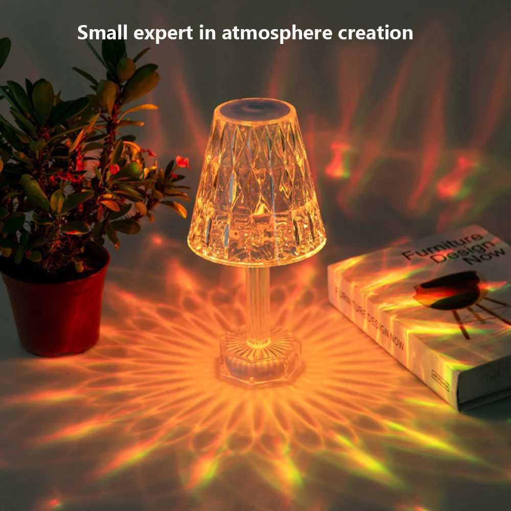 Diamond Crystal Projection Night Lights USB Charging Touch Control Restaurant Decoration Desk Light Bedside Night Lamp C250912