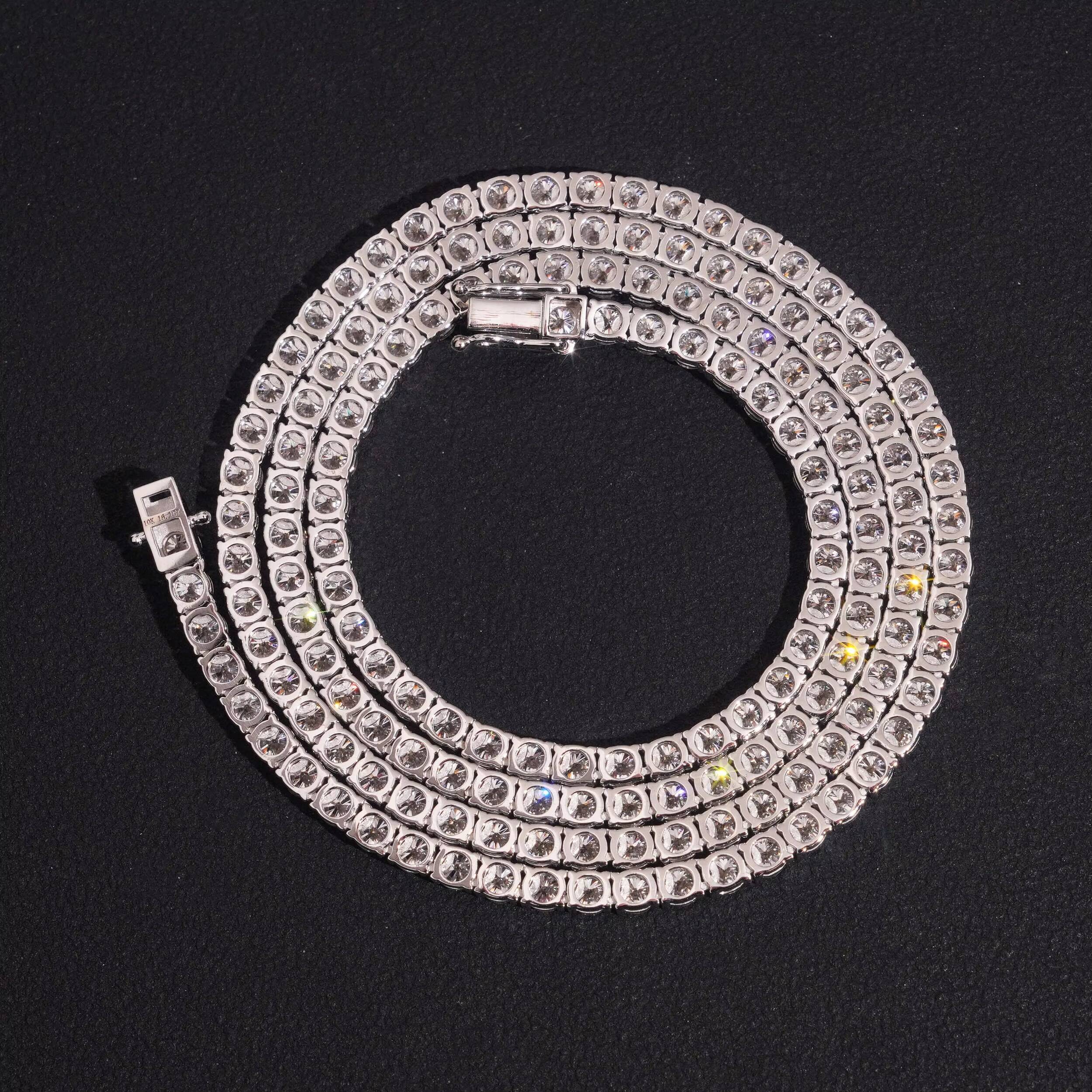 Pass Diamond Tester Men Jewelry 10K Real Gold VVS Moissanite Diamond Tennis Chain 3MM