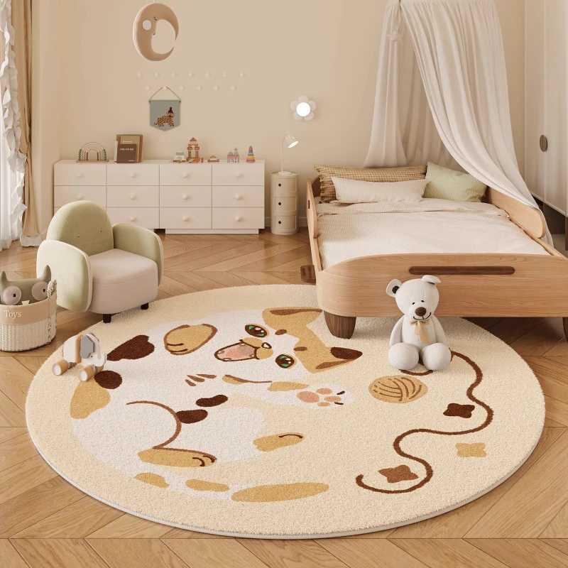 Cartoon Style Bedroom Decor Carpet Thickend Plush Children Floor Mat Fluffy Soft Round Rug Cute Patterns Carpets for Living Room C250912