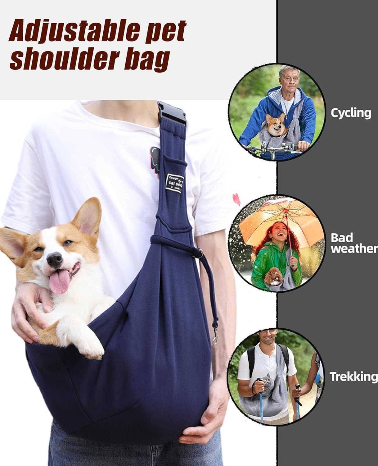 Dog and Cat Sling Carrier with Adjust StrapPocket Puppy Pets Outdoor Travel Bag Safety Purse BagW250912