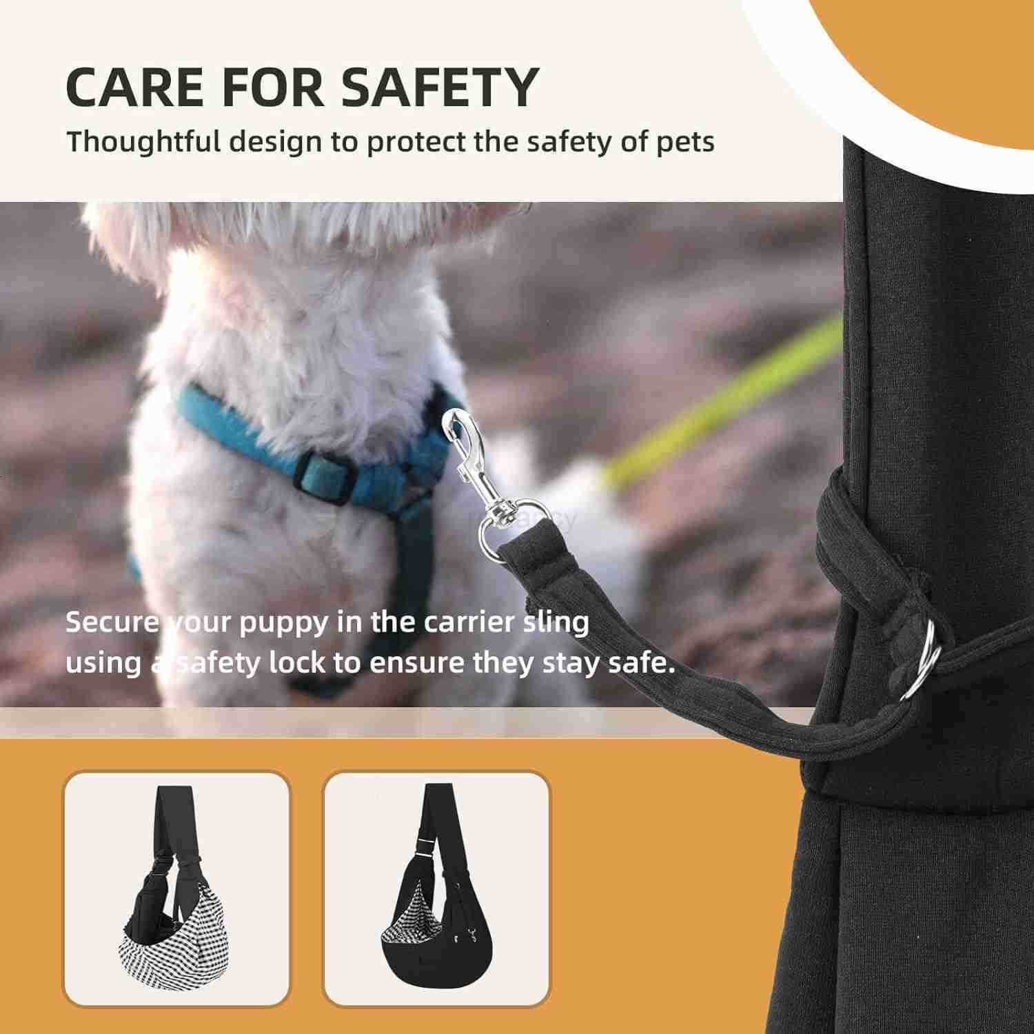 Dog Carrier Sling HandFree Dog Carriers for Small Dogs and Cats Puppy Sling Carrier with Zipper Purse Pocket Travel Safety Harness Puppy Essentials Bl