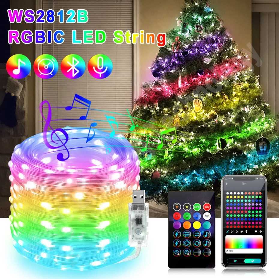 DC5V Led Strip WS2812 Fairy Lights RGBIC Dream Color Led String Light for Christmas Party Decor Dimmable Bluetooth APP Control C250912