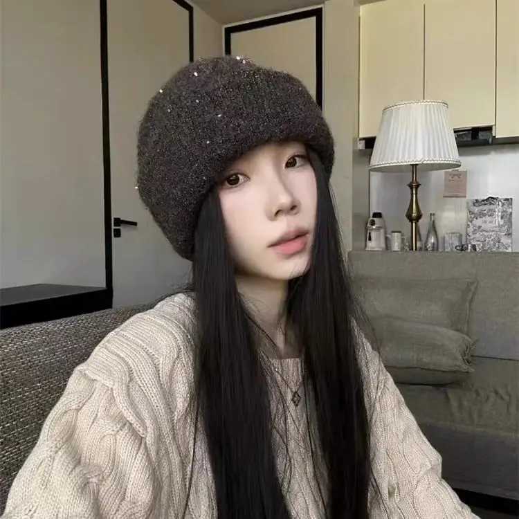 Autumn Winter Lazy Wind Sequins Thicke Pi Hat Windproof Warm Hooded Hat Casual Versati Show Face Small Cold Hat G250910