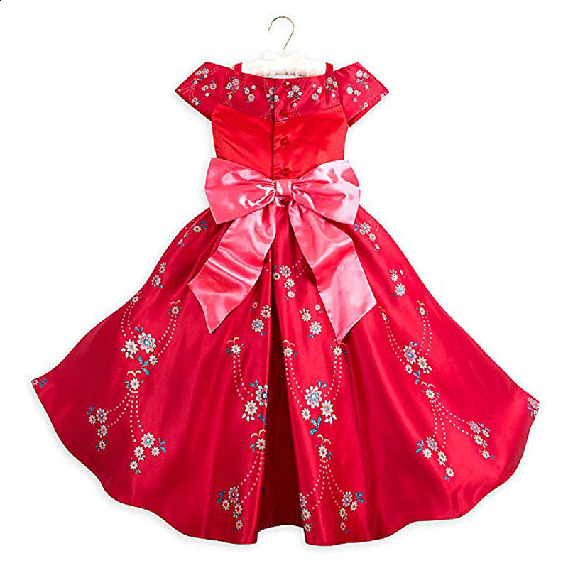 Girl Classic Princess Elena Red Cosplay Costume Kids of Avalor Elena Dress Children Sleeveless Party Halloween Ball Gown Outfits 210303