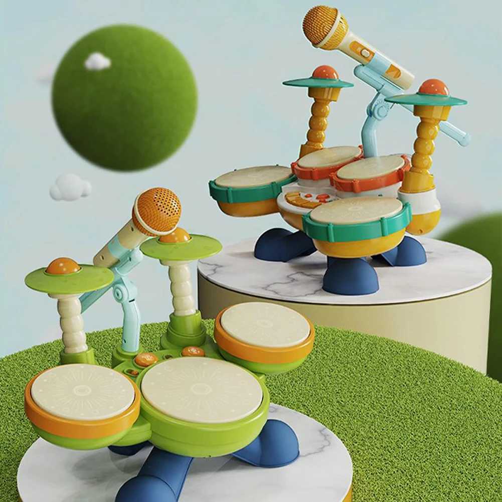 Baby Musical Toys Multifunctional Drum Set BPA Free Montessori Learning Toys Jazz Drum Toys Set with Microphone for Boys Girls C250912