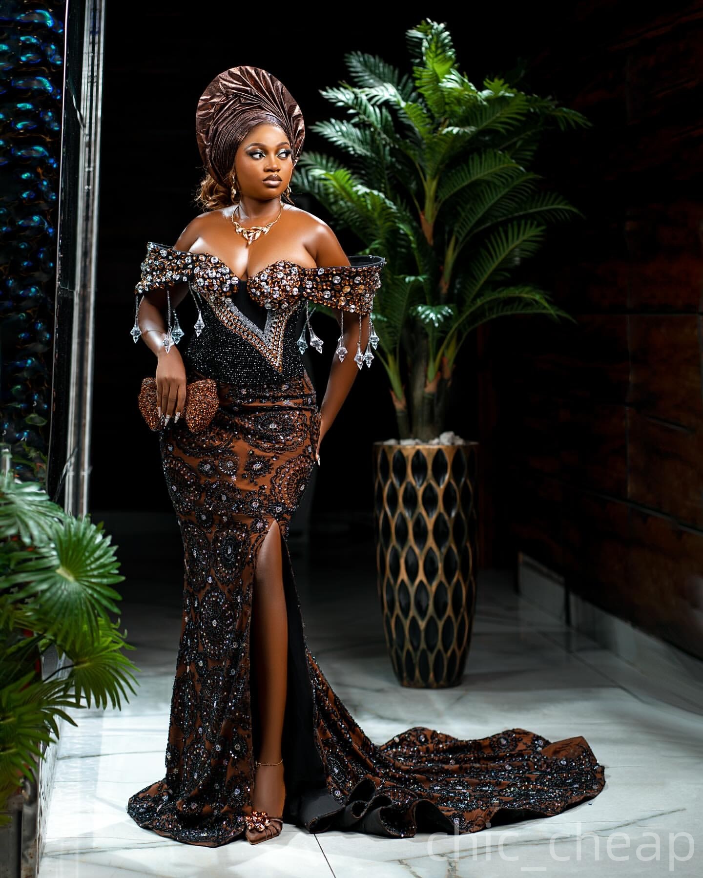 Aso Ebi Black Mermaid Prom Dresses 2025 Beaded Crystals Illusion Evening Formal Party Second Birthday Engagement Gowns Plus Size Dress For Special Occ