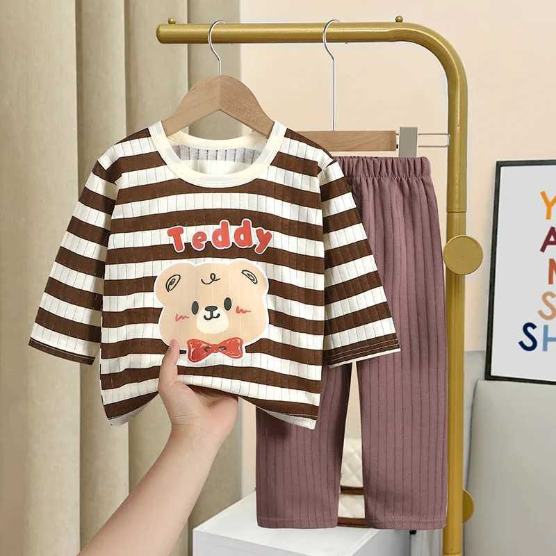Early Spring Long Sleeve Underwear Thin Cotton Home Clothing For 14Years Old New Style Baby Cartoon Print Sleepwear 2 PieceSet C250912