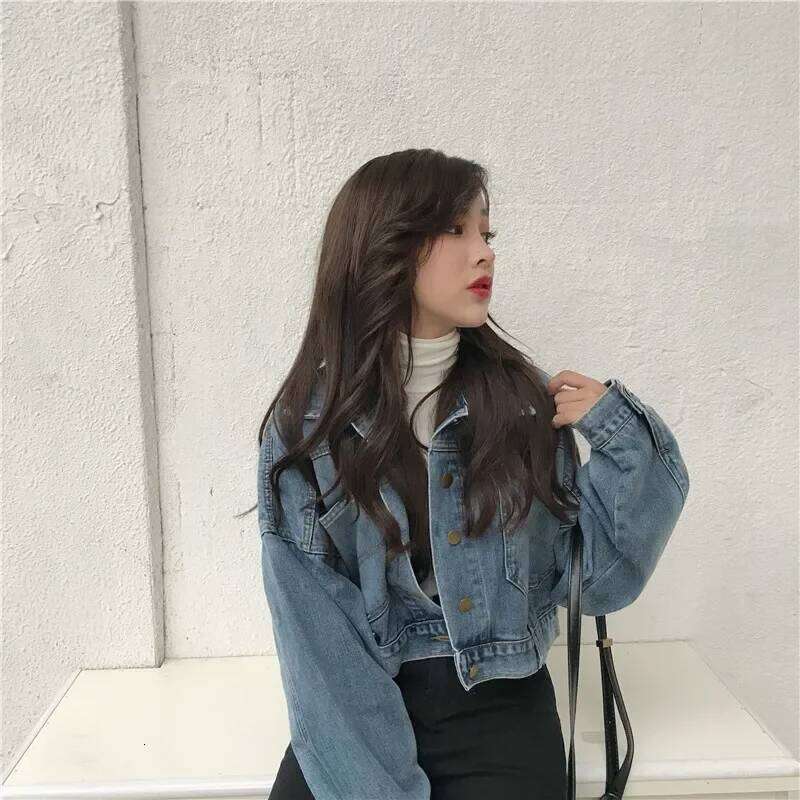 Spring And Autumn New Style Vintage Korean Batwing Sleeveless Denim Jacket Women's Cropped Versatile Loose Fit Blazer