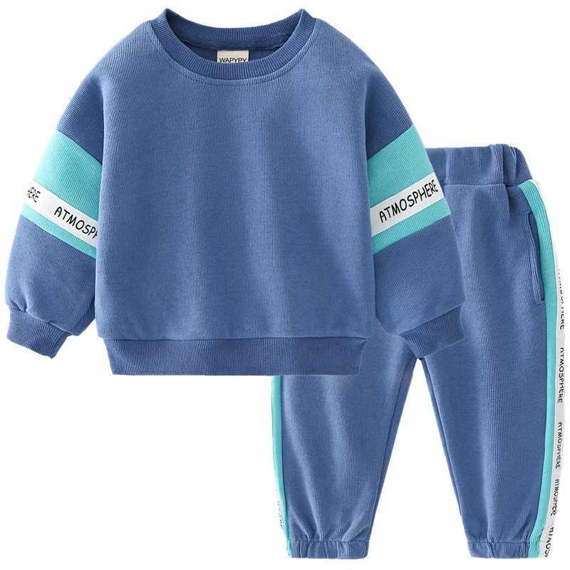 2025 Autumn Children Letter Pattern Sports Set Boys Round Neck Pullover Long Pants Twopiece Suit Kids Casual Sweatshirts C250912